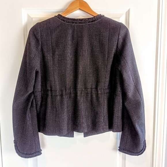 Rebecca Taylor Tinsley Dot Black Grey Silk Wool Jacket - Picture 2 of 10